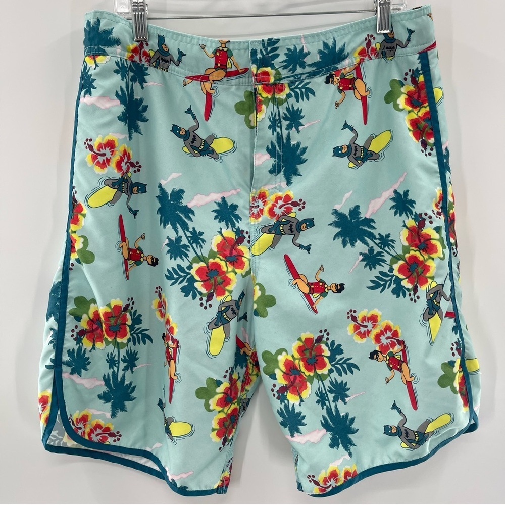 DC Comics Batman Robin Kidcore Swim Trunks Board Shorts Floral Hawaiian Men’s XL
